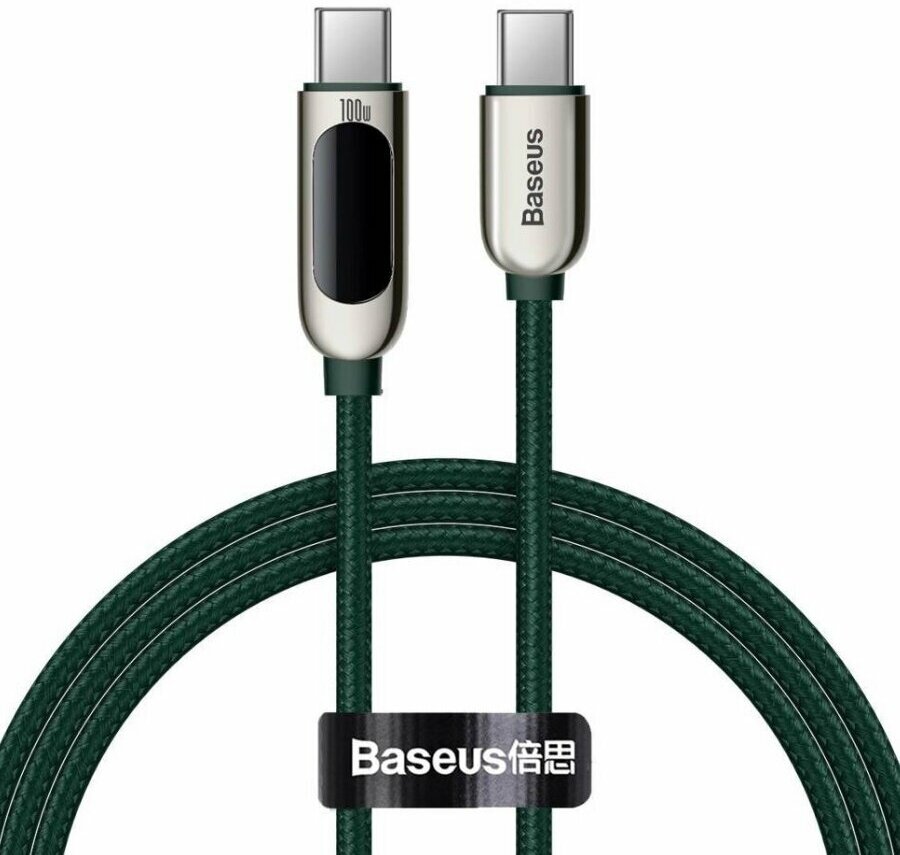 Кабель Baseus Display Fast Charging Data Cable Type-C to Type-C 100W 1m Green (CATSK-B06)