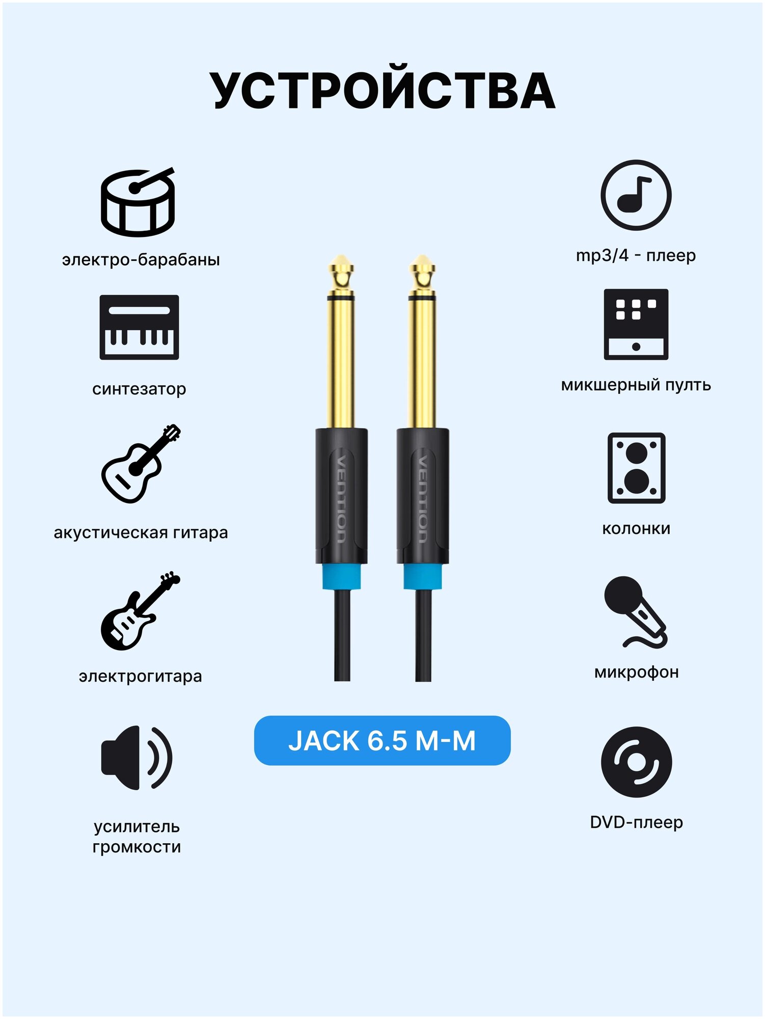 Аксессуар Vention 6.35mm Jack M 1.5m BAABG