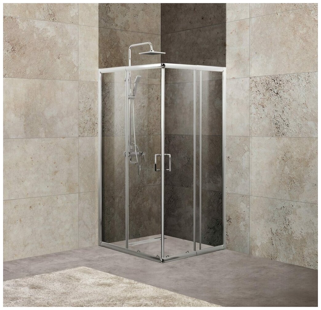 Душевой уголок BelBagno Unique 90x90 UNIQUE-A-2-75/90-P-Cr стекло рифленое, профиль хром, без поддона