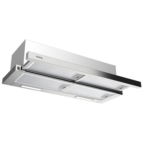 KORTING Встраиваемые вытяжки Korting Встраиваемая с выдвижным экраном ширина 90 см 3 режима механическое клавишное управление 800 м3ч алюминиевые жировые фильтры LED освещениe - 2 лампы уршума 59дб панель - нержавеющая сталь 3342600₽