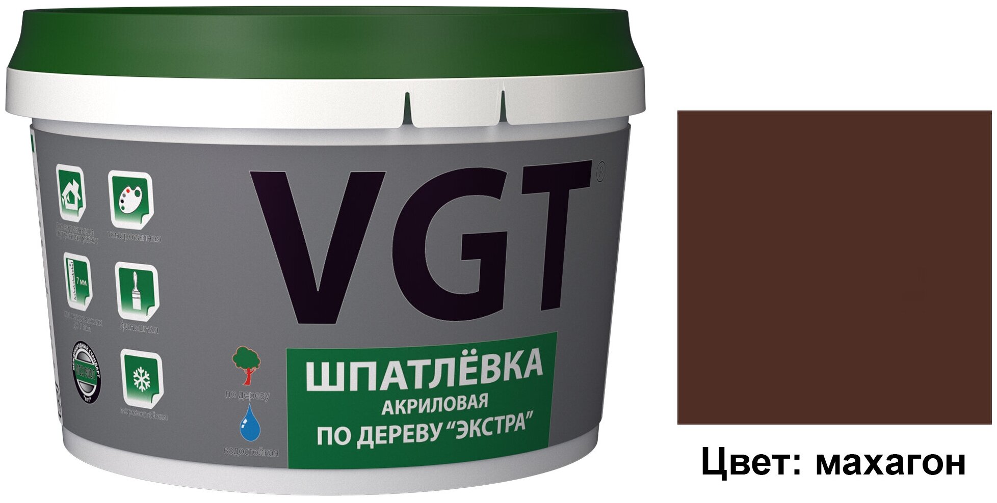 Шпатлевка акриловая по дереву VGT Экстра (1кг) махагон