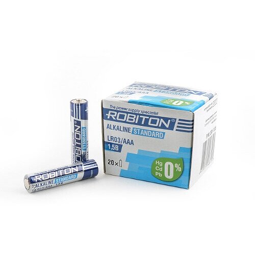 Батарейка ROBITON Alkaline Standard LR03/AAA, в упаковке: 20 шт. батарейка aaa robiton standard lr03 bl10 10 штук 14284