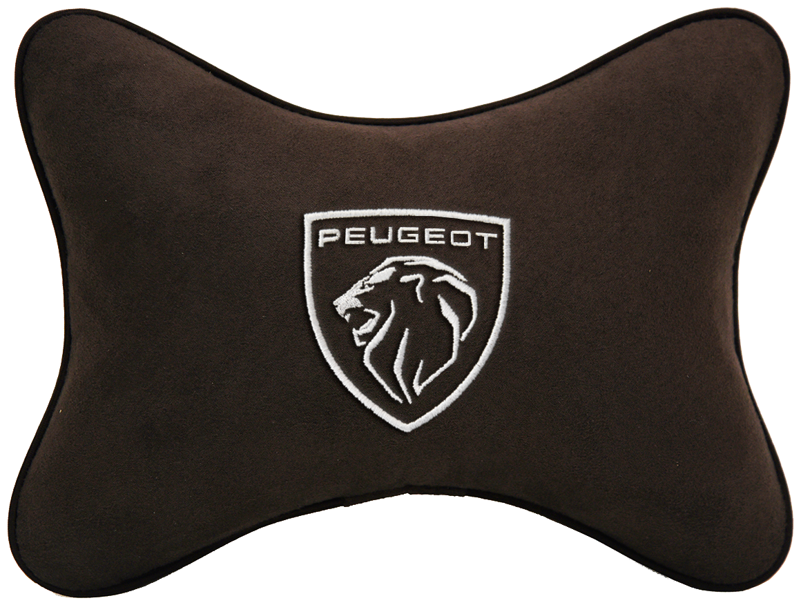 Подушка на подголовник алькантара Coffee с логотипом автомобиля PEUGEOT NEW
