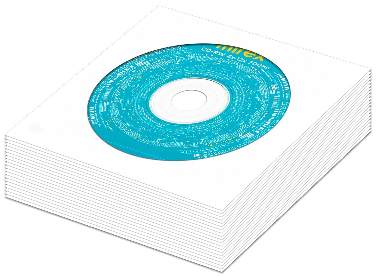 Перезаписываемый диск CD-RW 700Mb 12x Mirex в бумажном конверте с окном, 20 шт.