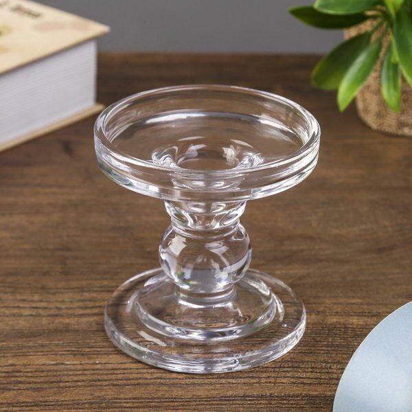 Подсвечник стекло на 1 свечу "Креманка" прозрачный 8.5х8.5х8.5 см