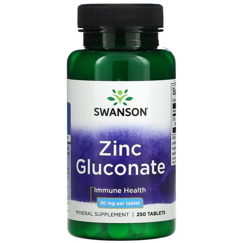 Таблетки SWANSON Zinc Gluconate, 30 мг, 250 шт.