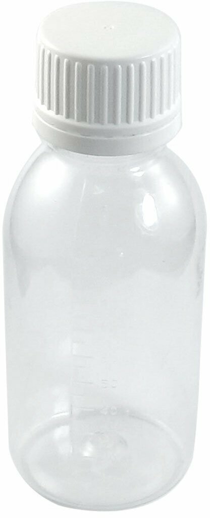 Бутылка с крышкой 0,1 л, с узким горлом круглая прозрачная, 50 шт