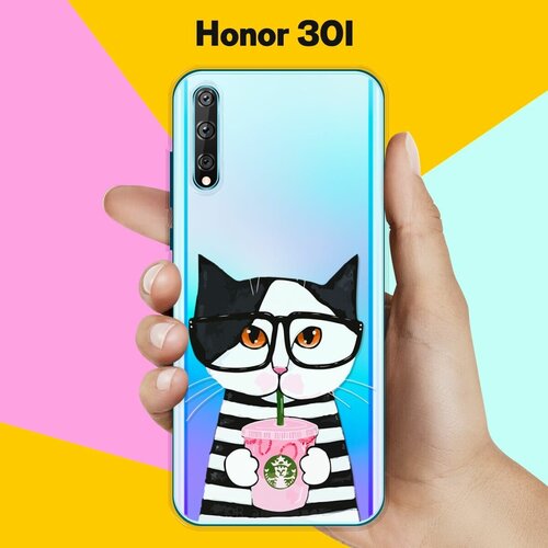 Силиконовый чехол Кот в очках на Honor 30i силиконовый чехол корги в очках на honor 30