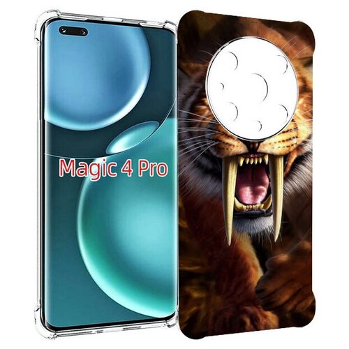 Чехол MyPads саблезубый злой тигр для Honor Magic4 Pro / Magic4 Ultimate задняя-панель-накладка-бампер