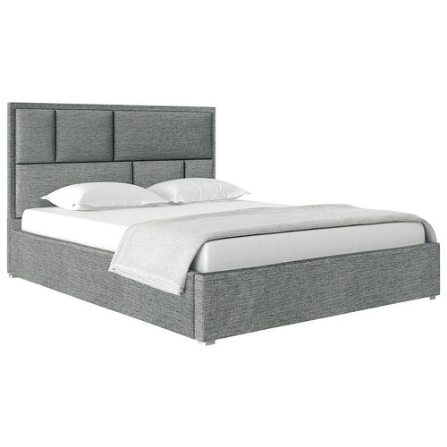 Кровать с мягким изголовьем НК Мебель Кровать Madison с подъемным механизмом рогожка серая 218х151.8х113.9 см