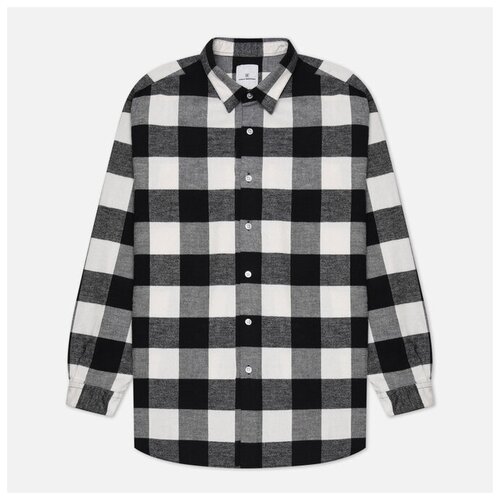 Мужская рубашка uniform experiment Baggy Logo Regular Collar Flannel Block Check белый, Размер S