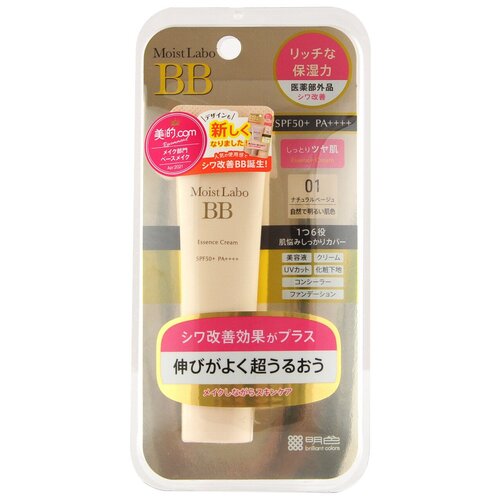 Meishoku Meishoku Moist Labo Тональный крем-эссенция увлажняющий сияющий SPF 50+ , бежевый, 30 гр, арт. 232015, 33 мл/30 г, оттенок: 01 natural beige meishoku moist labo тональный крем эссенция увлажняющий сияющий spf 50 бежевый 30 гр арт 232015