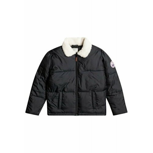 фото Куртка roxy, демисезон/зима, укороченная, карманы, подкладка, стеганая, размер 10/m, черный