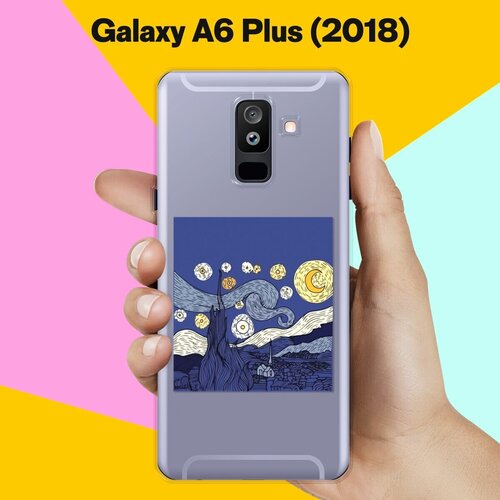 Силиконовый чехол на Samsung Galaxy A6 Plus (2018) Ночь / для Самсунг Галакси А6 Плюс силиконовый чехол на samsung galaxy a6 plus 2018 синий сердца для самсунг галакси а6 плюс