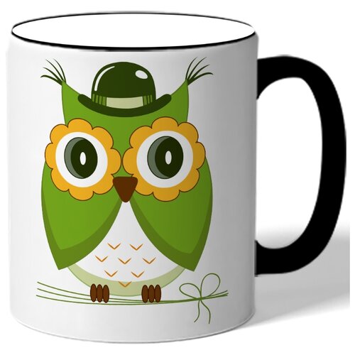 фото Кружка с цветной ручкой - зелёная сова drabs