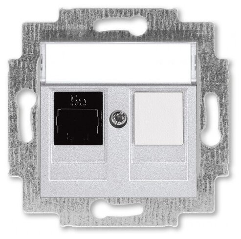 EPJ Levit cеребро / дымчатый чёрный Розетка компьютерная RJ45 кат,5e+заглуш,, , серебро ABB - фото №1