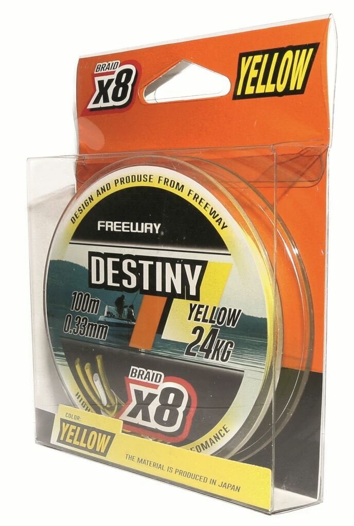 Шнур плетеный FWx8 DESTINY YELLOW 0.18 LB24 11kg