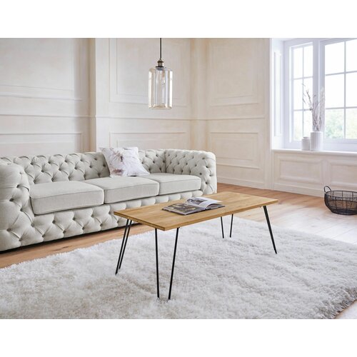 Стол журнальный Детлиф (43 / бежевый, черный / 100 / Прямоугольник)