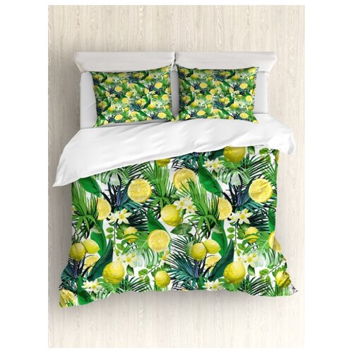 фото Комплект постельного белья "лимоны и тропики", 1,5-спальный (пододеяльник+2 наволочки) ambesonne