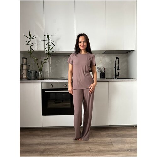 фото Женский костюм для дома повседневный в рубчик, размер 42-44 belle femme