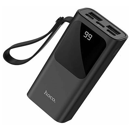 Внешний аккумулятор Hoco J41,10000 мАч, microUSB/Type-C - 2 А, iP - 1.5 А, 2 USB - 2 А, черный портативный блок питания для любых мобильных устройств емкостью 20000 мач