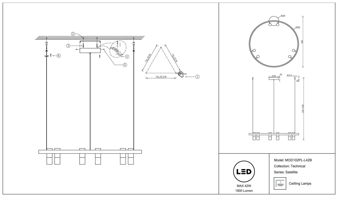 Светильник Maytoni SATELLITE MOD102PL-L42B - фото №4