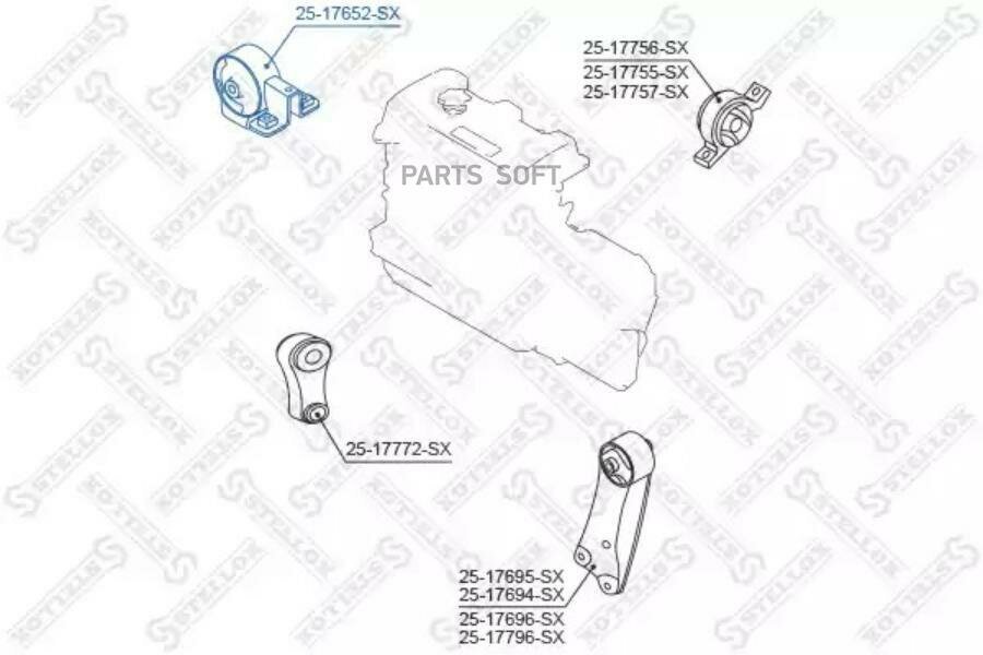 25-17652-SX_подушка двигателя правая!\ Nissan Cube Z10 1998-2002/Micra K11 STELLOX / арт. 2517652SX - (1 шт)