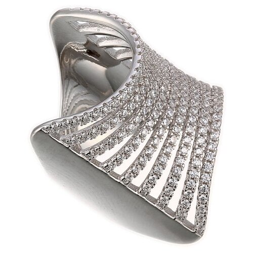 фото Широкое ювелирное кольцо из серебра 925 пробы с кубическим цирконием wr23425-bw_ko_wg element47