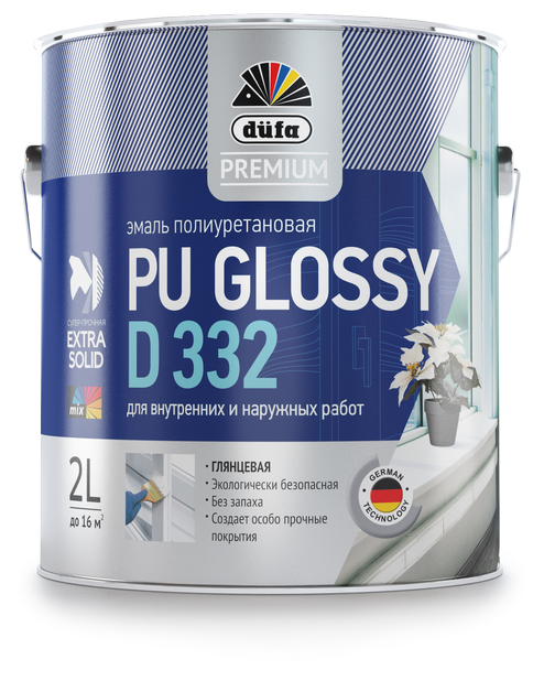 Dufa Premium PU Glossy D332 / Дюфа Премиум ПУ Глосси Д332 Эмаль универсальная полиуретановая акриловая глянцевая 2л