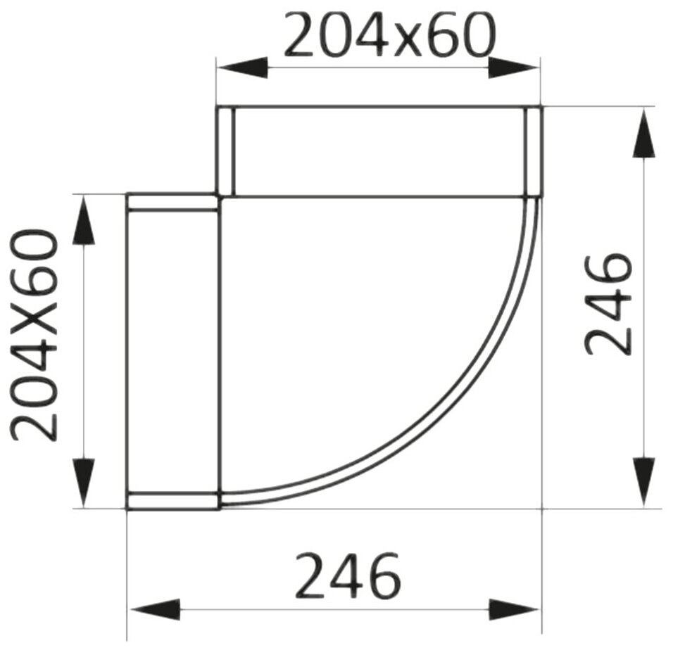 Колено 620КГП, горизонтальное 90° для прямоугольных воздуховодов 60х204 - фотография № 11