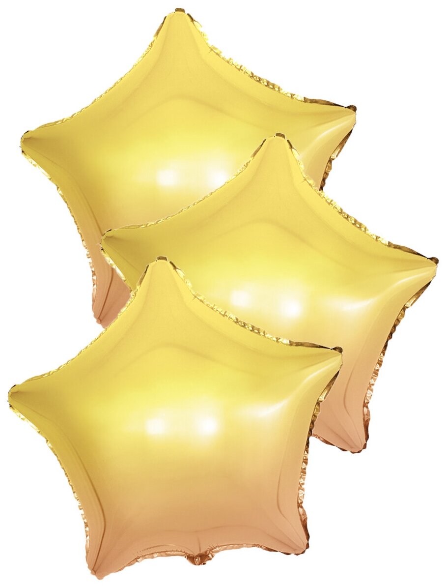 Воздушные шары фольгированные Riota Звезды Градиент желтые/оранжевые, 46 см, набор 3 шт