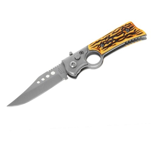фото Нож складной мастер к. 505026 с чехлом желтый/коричневый