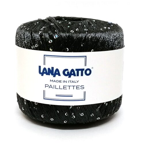 Пряжа Paillettes Lana Gatto(Паллеттес), цвет 30103черный, 25гр/195м, 100% полиэстер, 1 моток.