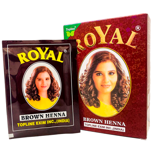 Хна для волос ROYAL BROWN HENNA / Натуральный коричневый краситель для волос / INDIA / 7 пакетиков