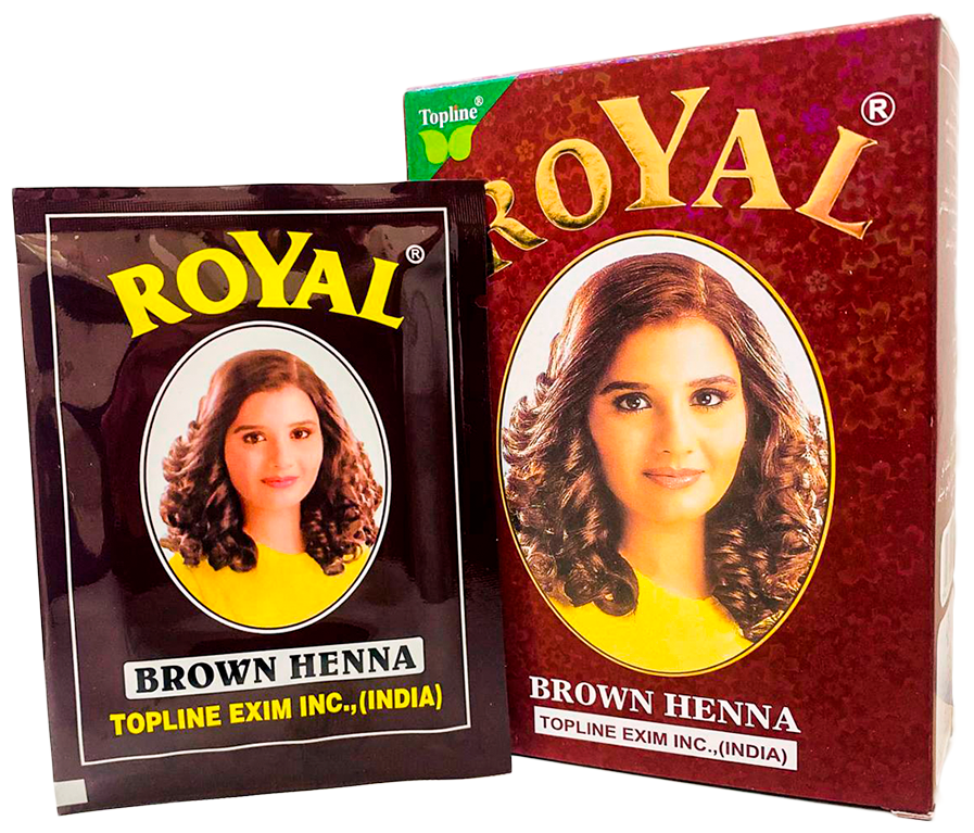 Хна для волос ROYAL BROWN HENNA / Натуральный коричневый краситель для волос / INDIA / 7 пакетиков