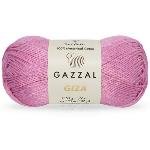 Пряжа Gazzal Giza розовый (2492), 100%мерсеризованный хлопок, 125м, 50г, 5шт