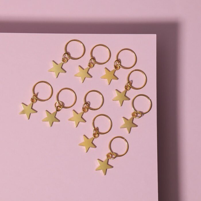 Пирсинг для волос «Звезда», 2,8 × 1,3 см, 10 шт, цвет золотистый (арт. 7338807)