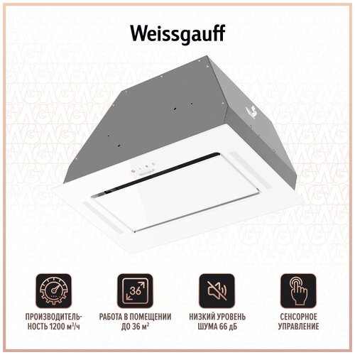 Вытяжка Weissgauff Heavy 600 Touch White Glass