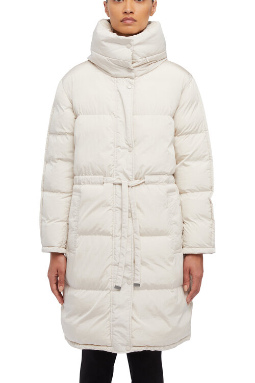куртка  GEOX, демисезон/зима, удлиненная, подкладка, пояс/ремень, капюшон, внутренний карман, карманы, размер 46, белый