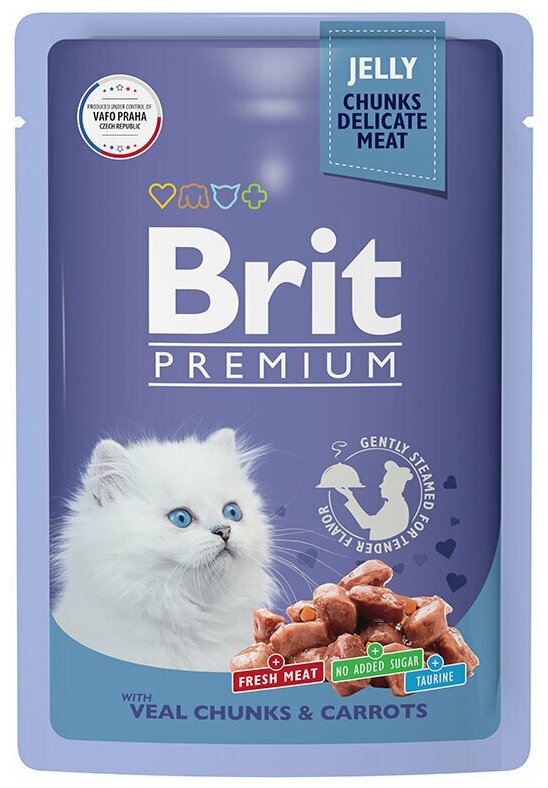 Пауч Brit Premium для котят Телятина с Морковью в желе 85гр, 4шт