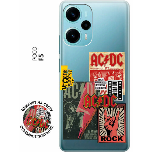 Силиконовый чехол с принтом AC/DC Stickers для Poco F5 / Поко Ф5 силиконовый чехол с принтом gagarin stickers для poco f5 поко ф5