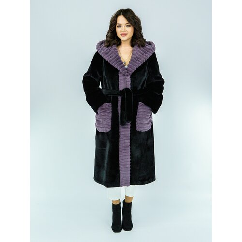 Пальто Prima Woman, размер L, черный женская шуба из искусственного меха норки мягкая шуба с капюшоном из искусственного меха кролика белого серого розового цветов зима 2023