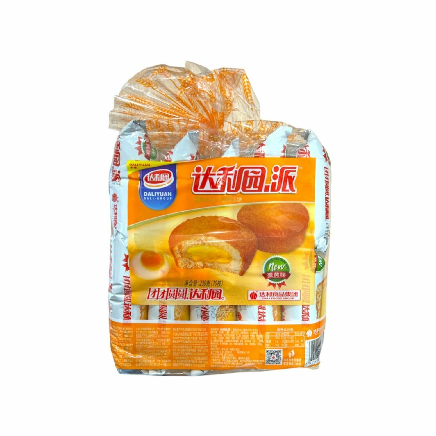 Daliyuan Pie Воздушные кексы с начинкой яичный крем / Китайский ChocoPie, упаковка 230г / 10 шт