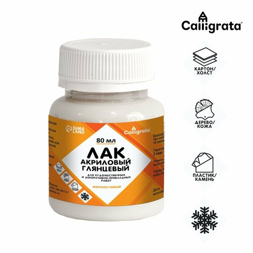 Лак акриловый глянцевый 80 мл Calligrata на водной основе морозостойкий 455₽