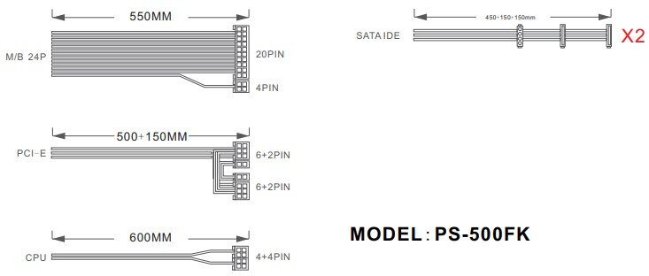 Блок питания 1STPLAYER FK 500W PS-500FK