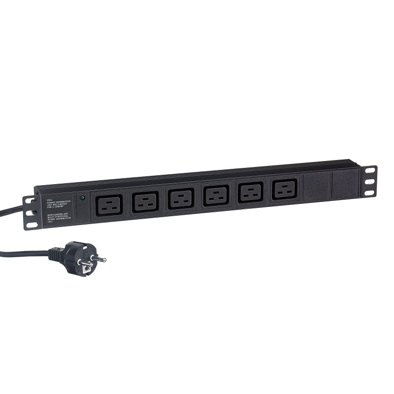 Exegate EX280871RUS Блок розеток ExeGate ServerPro PDU-19H013 Al-6C19-EU3-SW, 19",1U,алюм, 6 IEC 320 C19, евровилка, 3м - фото №4