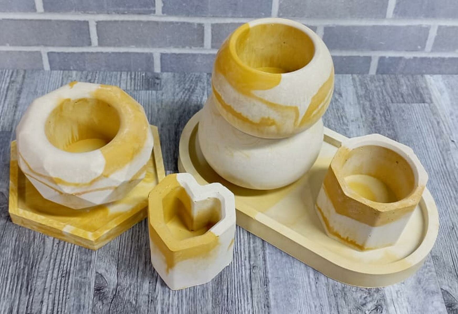 Декоративный набор ArtHouse3D  гипс  ручная работа  7шт  для чайной свечи