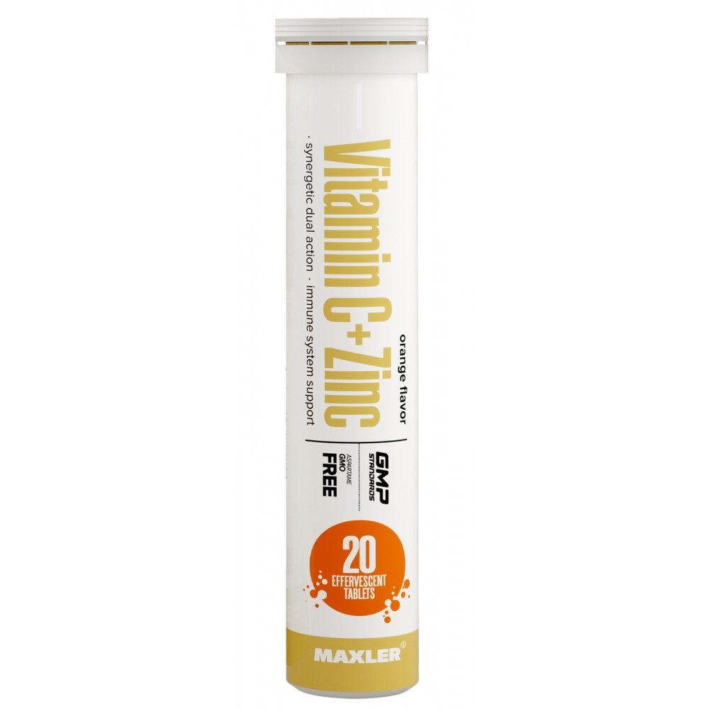 Maxler Germany Vitamin C + Zinc, 1 туба * 20 растворимых таблеток, Вкус Orange / Апельсин