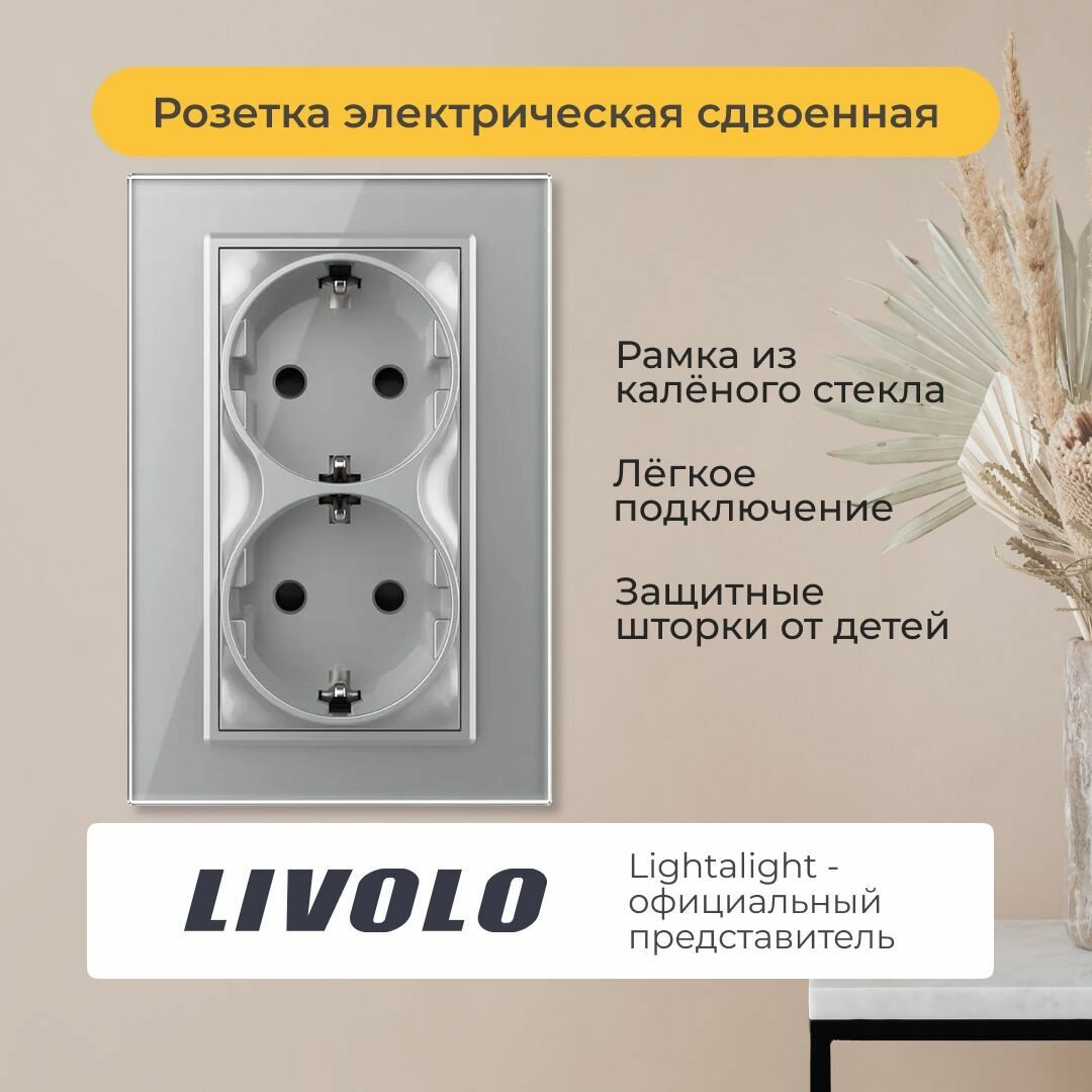 Розетка Livolo электрическая сдвоенная