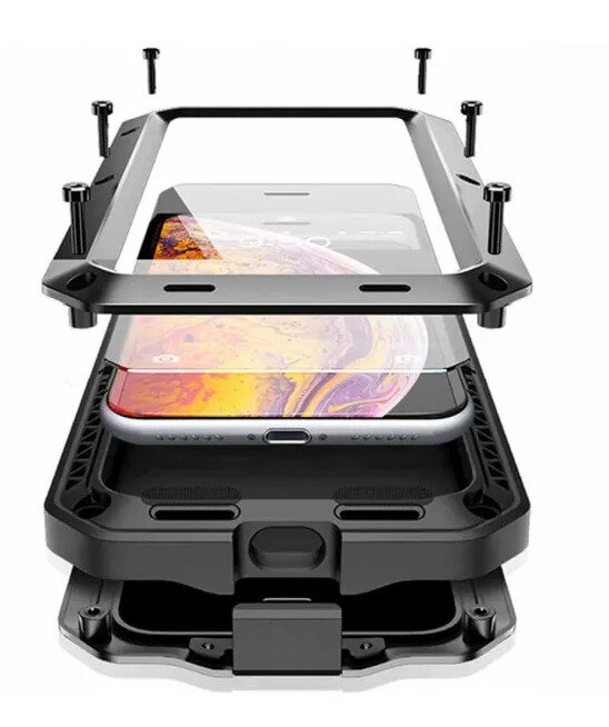 Бронированный противоударный чехол Taktik Extreme для iPhone 13 / Тактик на Айфон 13, серебристый — фото 1